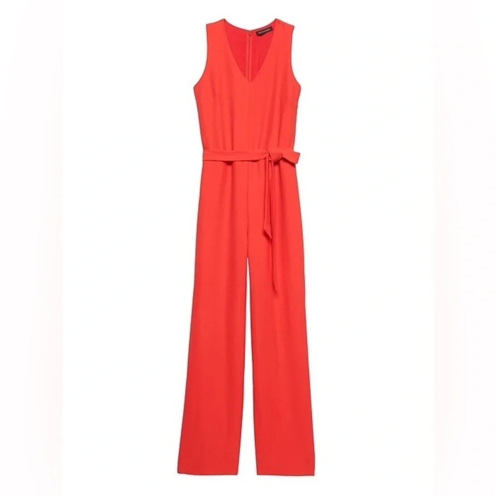 BANANA REPUBLIC V Neck Tie Waist Jumpsuit